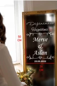 Düğün Nişan Ayna Yazısı Kişiselleştirilebilir Söz Organizasyon Süsü Beyaz Folyo Sticker - 1