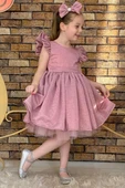 Kız Çocuk Parıldayan Pudra Elbise - 3