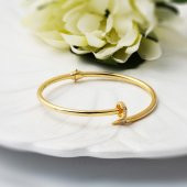 14 Ayar Taşlı Çivili Kelepçe Altın Bilezik thumbnail 4