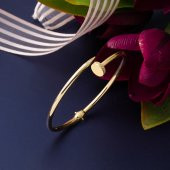 14 Ayar Taşlı Çivili Kelepçe Altın Bilezik thumbnail 5