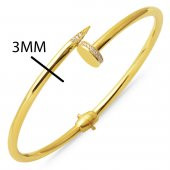 14 Ayar Taşlı Çivili Kelepçe Altın Bilezik thumbnail 6