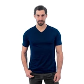 V Yaka Tişört, Lacivert -113E245- T-shirt, Tshirt, Kısa Kollu - 1