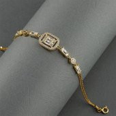 Gümüş Pazarım Altın Kaplama Baget Taşlı Emerald Kesim Gümüş Bileklik - 1