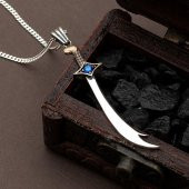 Gümüş Pazarım Safir Taşlı Zülfikar Erkek Gümüş Kolye - 1