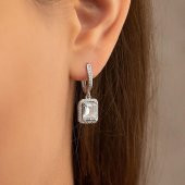 Gümüş Pazarım Dikdörtgen Taşlı Baget Taşlı Gümüş Set - 3