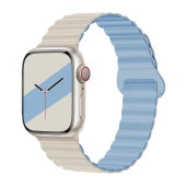 E2M APPLE WATCH 42-44-45-49MM KRD-06 DERİ BÜKME ÇİFT RENKLİ MAVİ KORDON - 1