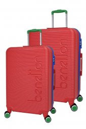 United Colors Of Benetton Lüx Abs 2li Valiz Seti Büyük Boy - Orta Boy Kırmızı BNT500 thumbnail 1