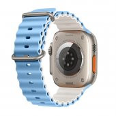 E2M APPLE WATCH 42-44-45-49MM KRD-28 OCEAN ÇİFT RENKLİ AÇIK MAVİ KORDON - 1