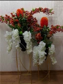 Metal 2'li Metal Gold Ayaklı Dekoratif Siyah Saksı Çiçeklik Vazo FLYON-HSN102 - 1