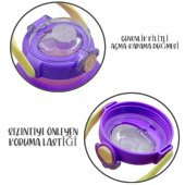 BottleBoss Pipetli Taşıma Askılı Pipetli Sevimli Matara 1300 Ml Sticker HEDİYELİ Mor - 3
