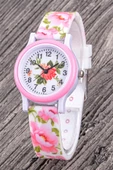 Çocuk Kol Saati Çoklu Çiçek Desenli ( Pembe ) Hediyelik ST-304345 - 2