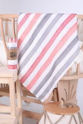 Babyhola Müslin Örtü 80x80cm Çizgi Desen Organik Hediyelik Emzirme Alt Açma Yenidoğan Puset Örtüsü - 3