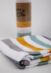 Babyhola Müslin Örtü 80x80cm Çizgi Desen Organik Hediyelik Emzirme Alt Açma Yenidoğan Puset Örtüsü - 6