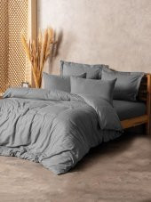 Cotton Box Plain Plaid Çift Kişilik Nevresim Takımı Gri - 1