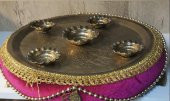 KINA TEPSİSİ METAL BONCUKLU KADİFE KOYU PEMBE - 1