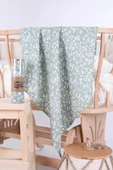 Babyhola Müslin Örtü 80x80cm Yaprak Desen Organik Hediyelik Emzirme Alt Açma Yenidoğan Puset Örtüsü - 1