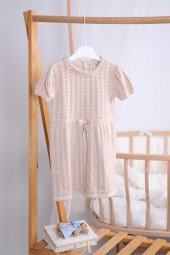 Saç Bantlı Bebe Yaka Triko Kız Bebek Elbise 5509 - 1