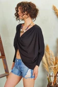 Önü Çapraz Yarasa Kol Şık Tasarım Bluz - 4