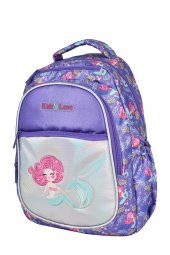 Elatae Çok Gözlü Su Geçirmez Nano Kumaş Kız Çocuk Deniz Kızı Desenli İlkokul Çantası L5097 thumbnail 4