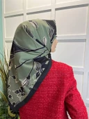 Eflatun Scarf Dijital Baskı Tomurcuk Desen Rayon Eşarp 00749  HAKİ - 2