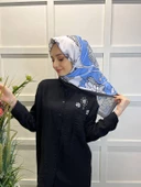 Eflatun Scarf Dijital Baskı Tomurcuk Desen Rayon Eşarp 00749  AÇIK MAVİ thumbnail 3