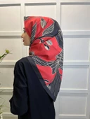 Eflatun Scarf Dijital Baskı Tomurcuk Desen Rayon Eşarp 00749  KIRMIZI - 1