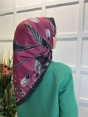 Eflatun Scarf Dijital Baskı Tomurcuk Desen Rayon Eşarp 00749  VİŞNE - 3