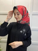 Eflatun Scarf Dijital Baskı Tomurcuk Desen Rayon Eşarp 00749  KIRMIZI - 3
