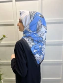 Eflatun Scarf Dijital Baskı Tomurcuk Desen Rayon Eşarp 00749  AÇIK MAVİ thumbnail 1