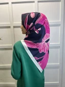 Eflatun Scarf Dijital Baskı Tomurcuk Desen Rayon Eşarp 00749  FUŞYA - 1