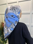 Eflatun Scarf Dijital Baskı Tomurcuk Desen Rayon Eşarp 00749  AÇIK MAVİ thumbnail 2