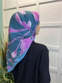 Eflatun Scarf Dijital Baskı Tomurcuk Desen Rayon Eşarp 00749  MENTOL - 2