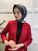 Eflatun Scarf Dijital Baskı Tomurcuk Desen Rayon Eşarp 00749  LACİVERT thumbnail 3