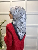 Eflatun Scarf Dijital Baskı Tomurcuk Desen Rayon Eşarp 00749  FÜME thumbnail 1