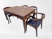 Masa-Sandalye 19634 Klasik Kayın Aslan Ayak Açıl Kolçak Kapiton suni deri Döşem thumbnail 3