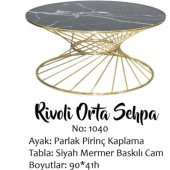Brc 17551 Orta Sehpa Rİvoli Siyah mermer Cam Metal Gold renk Kaplam Ayak El yapım - 4