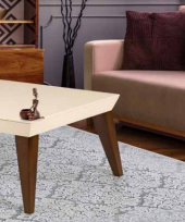 Orta Sehpa 11773 OSM Piramit Model Krem Ceviz Kayın RETRO ayak Demonte El Yapım - 3