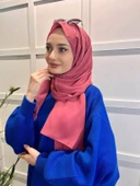 Siyane Scarf Medine İpeği Şal 00737  GÜL KURUSU thumbnail 2