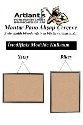 Mantar Pano Mdf Çerçeve 45x60 cm 1 Adet Harita Çivisi Hediyeli Duvara Monte Mantar Çerçeve Evde Okulda Büroda Ofiste - 2