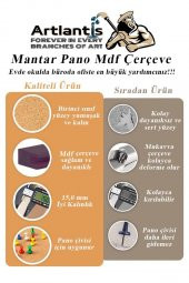 Mantar Pano Mdf Çerçeve 45x60 cm 1 Adet Harita Çivisi Hediyeli Duvara Monte Mantar Çerçeve Evde Okulda Büroda Ofiste - 3