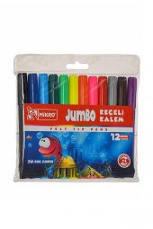 Jumbo Keçeli Kalem 12 Renk 1 Paket 12 li Jumbo Keçeli Kalem 1 Adet Su Bazlı Canlı Renkler - 1