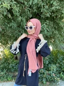Siyane Scarf Kendinden Kırışık Kumaş Tek Renk Jazz Şal 00516  GÜL KURUSU - 2