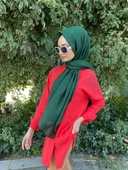 Siyane Scarf Kendinden Kırışık Kumaş Tek Renk Jazz Şal 00516  ZÜMRÜT thumbnail 2