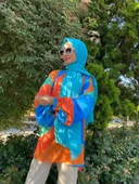 Siyane Scarf Kendinden Kırışık Kumaş Tek Renk Jazz Şal 00516  OKYANUS thumbnail 3