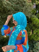 Siyane Scarf Kendinden Kırışık Kumaş Tek Renk Jazz Şal 00516  OKYANUS thumbnail 1