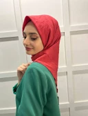 Loryan Scarf Kare Bambu Kraş Viva Eşarp 00832  NAR ÇİÇEĞİ - 2
