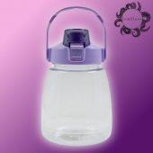 BottleBoss Taşıma Askılı Pipetli Şeffaf Matara 1200 Ml Sticker HEDİYELİ Mor - 1