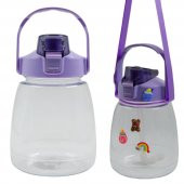 BottleBoss Taşıma Askılı Pipetli Şeffaf Matara 1200 Ml Sticker HEDİYELİ Mor - 6