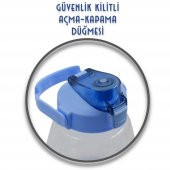 BottleBoss Taşıma Askılı Pipetli Şeffaf Matara 1200 Ml Sticker HEDİYELİ Mavi - 3
