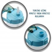 BottleBoss Taşıma Askılı Pipetli Şeffaf Matara 1200 Ml Sticker HEDİYELİ Yeşil - 4